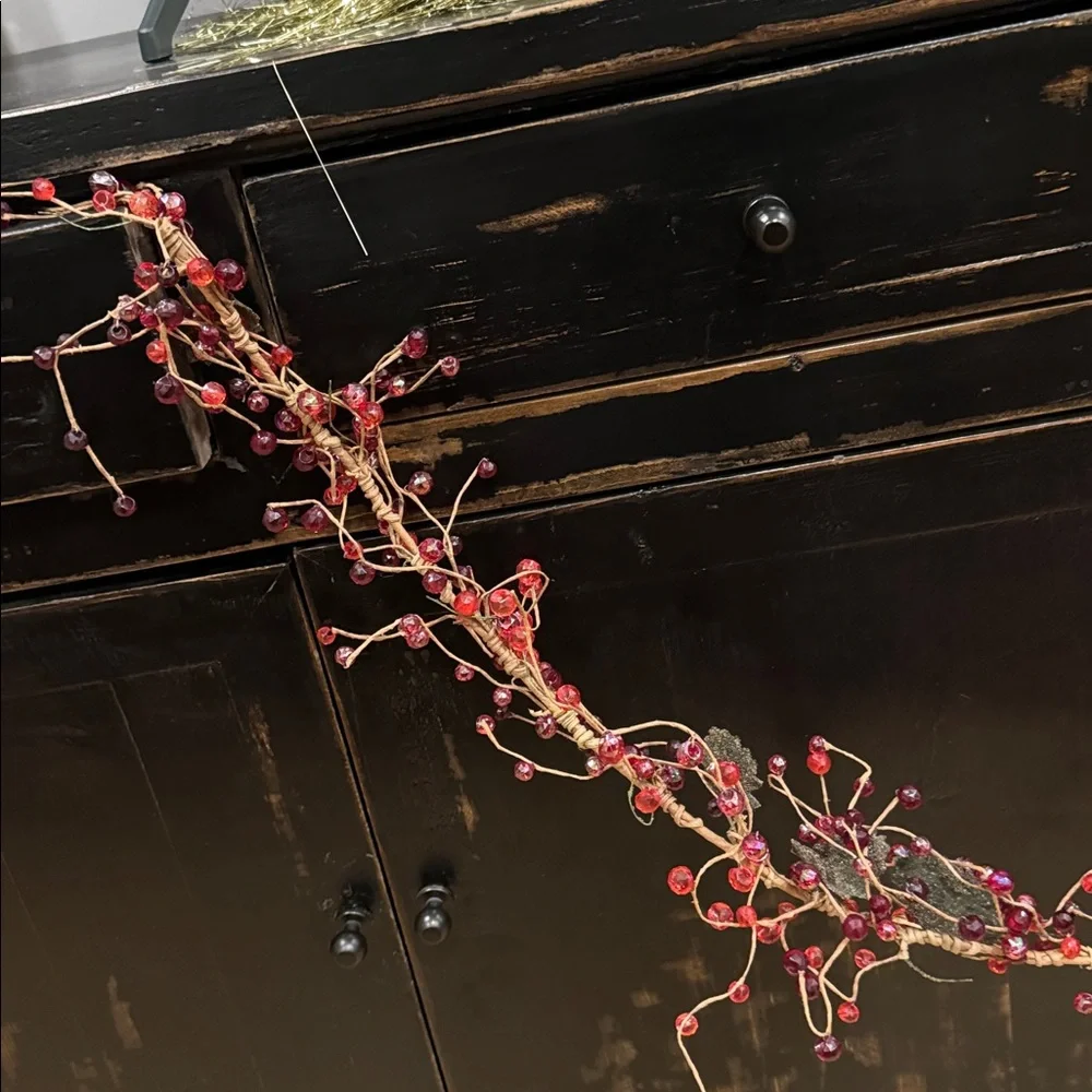 Vintage Berry Glass Bead Garland 5'